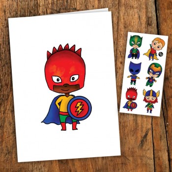 Carte De Souhait Avec Tatouage - Super-héros - Pico