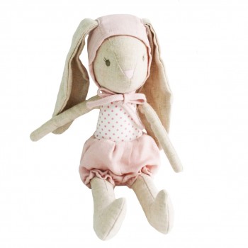 Peluche Bébé Lapin Avec Bonnet Rose 26cm