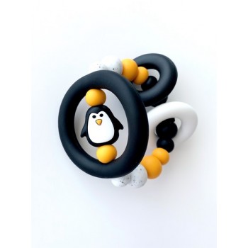 Hochet D'éveil Sensoriel - Pingouin Noir - Jululu