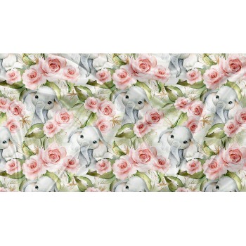 Couverture Minky - Éléphant Floral Doré - Oops