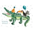 Carte de Souhait 5x7 - Croco Bonne Fête! - Stephanie Renière