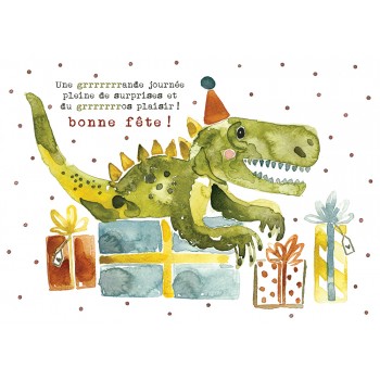 Carte de Souhait 5x7 - Dino Bonne Fête! - Stéphanie Renière