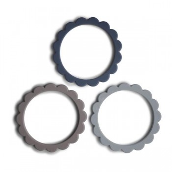 Bracelet de Dentition 3/pqt - Acier/gris/pierre - Mushie & Co