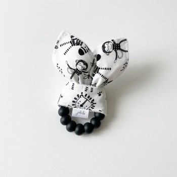 Hochet Dentition - Animaux Noir et Blanc - Jululu