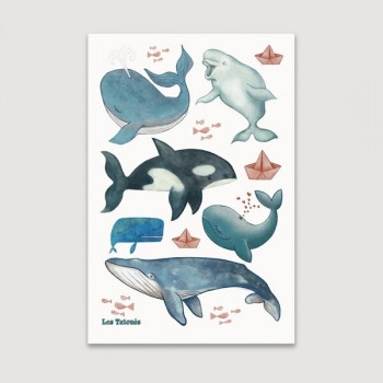Tatouages Temporaires 4x6 - Les Baleines - Les Tatoués