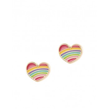 Boucles d'oreilles en Email - Coeur Arc-en-ciel - Girl Nation