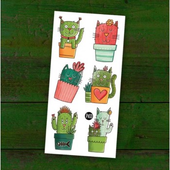 Tatouages Temporaires - Chats-cactus - Pico