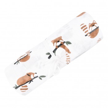 Couverture en Mousseline Coton - Pandas Roux - Perlimpinpin