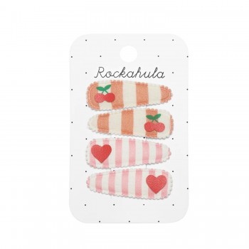 Pinces en Tissu - Cherry Stripe 4/pqt - Rockahula