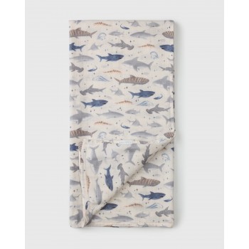 Couverture en Mousseline de Bambou - Requins - Loulou Lollipop