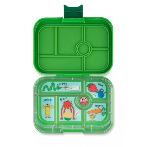 Yumbox Original 6 Compartiments - Vert - Funny Monstrers Yumbox Original 6 Compartiments - Vert - Funny Monstrers