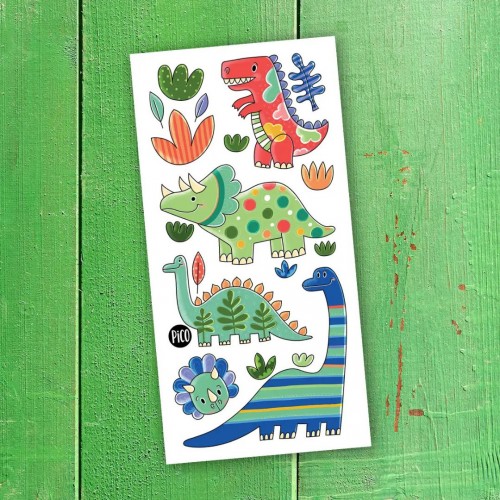 Tatouage Temporaire - Les Dinos Colorés - Pico Tatouage Temporaire - Les Dinos Colorés - Pico