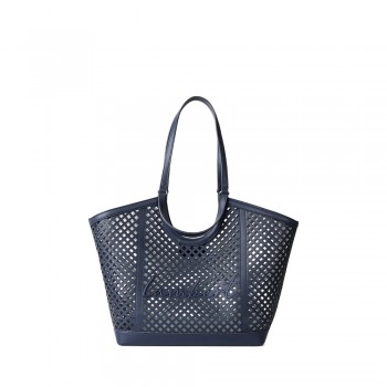 Sac Fourre-tout en Cuir Vegan - Le Solene - Marine - Lambert