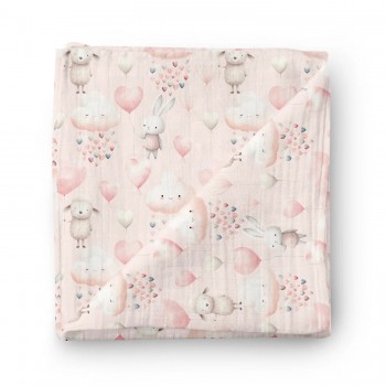 Couverture en Mousseline Bambou - Envolée De Coeurs - Oleoops
