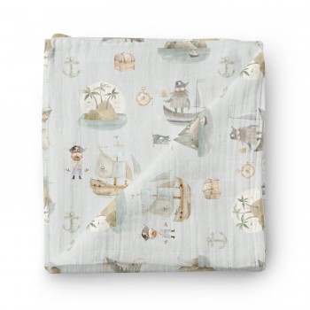 Couverture en Mousseline Bambou - Pirates à la Mer - Oleoops
