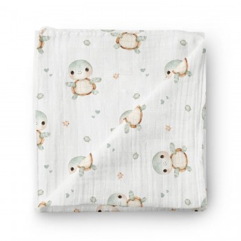 Couverture en Mouseline Bambou - Tortue-têtue - Oleoops