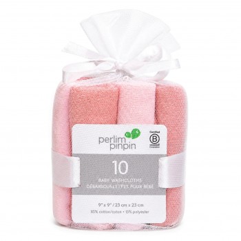 Débarbouillettes pour Bébé 10/pqt - Rose/corail - Perlimpinpin
