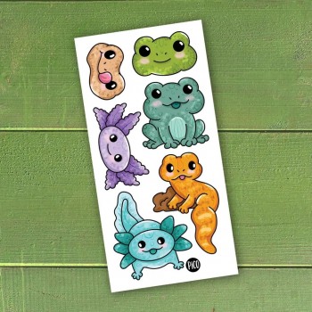 Tatouage Temporaire - L'axolotl et la Grenouille - Pico